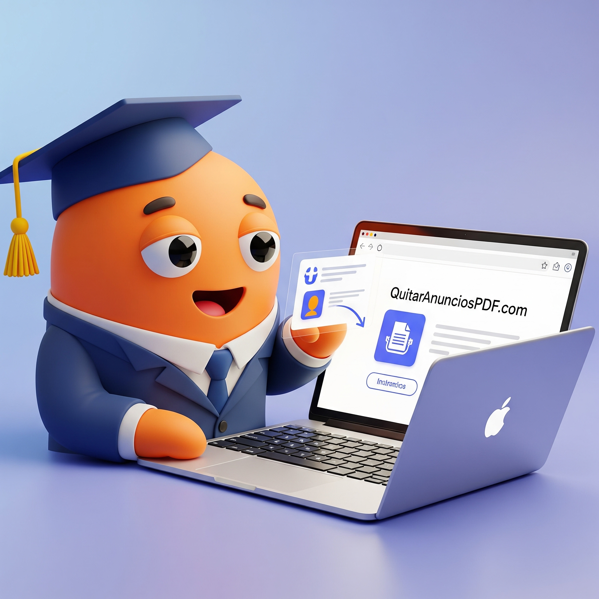 Estudiante usando QuitarAnunciosPDF.com